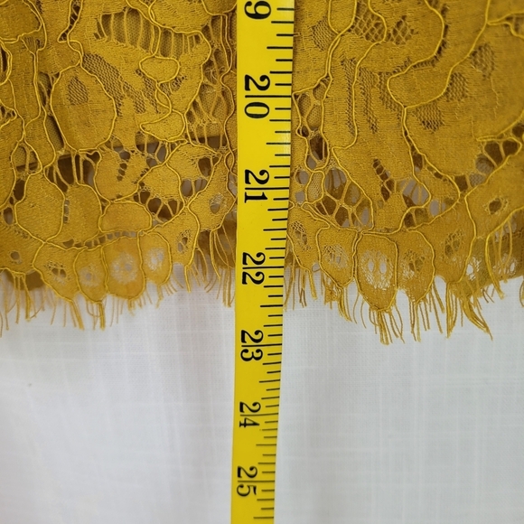 Zac and Rachel deep yellow lined lace top long sleeves flare cuffs boho party L - Picture 10 of 12